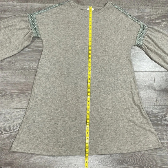 Easel Boho Oversized Long Sleeve Balloon Sleeve Taupe Sweater Dress S - Picture 11 of 15